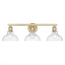  0305-BA3 BCB-CLR - Carver BCB 3 Light Bath Vanity in Brushed Champagne Bronze with Clear Glass Shade